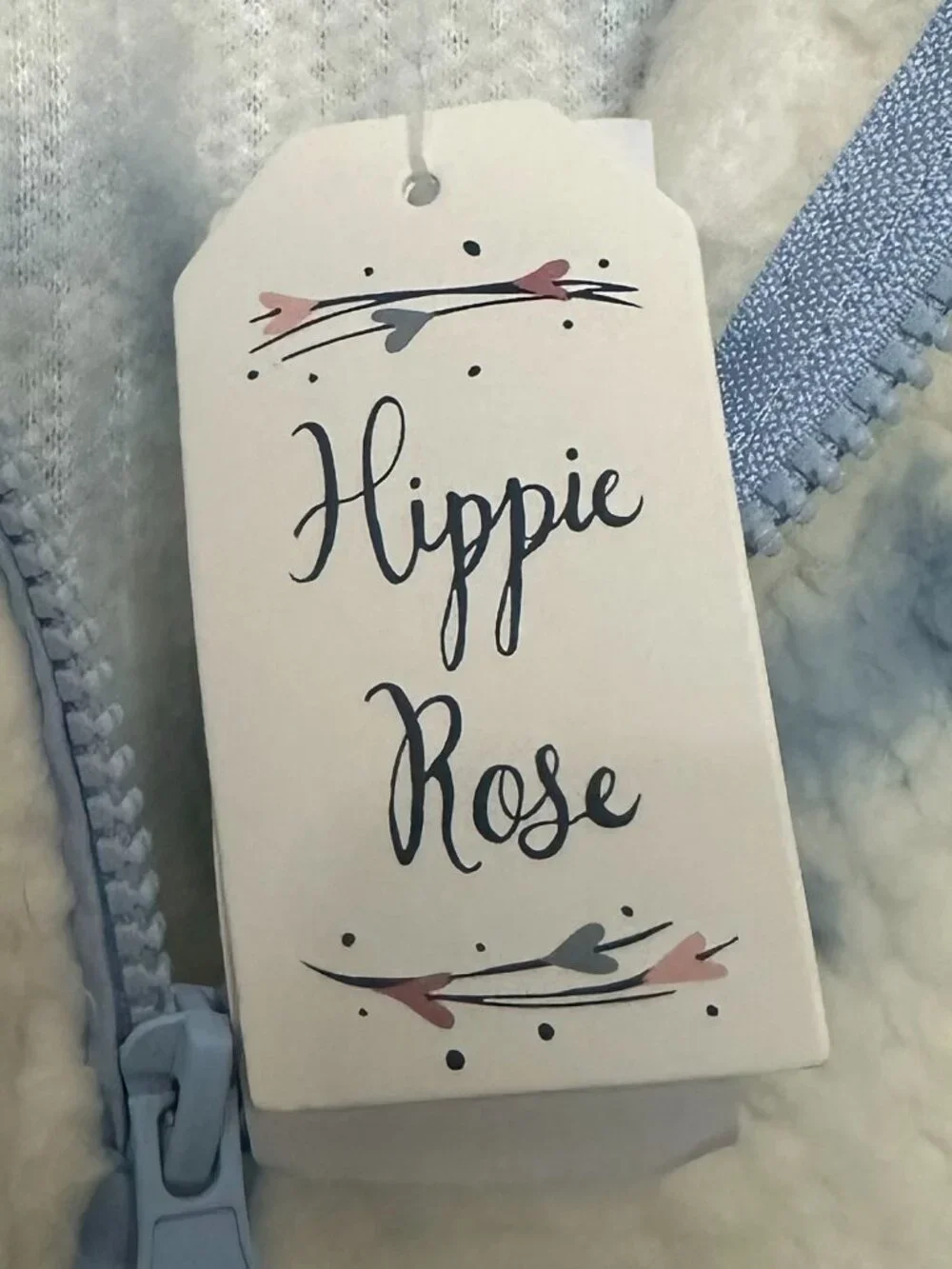 Hippie Rose Cozy Sherpa Jacket – Women’s Medium | White & Blue Fleece 3/4 Zip